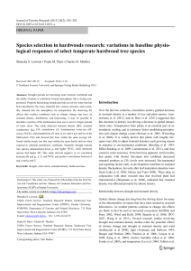 Species selection in hardwoods research