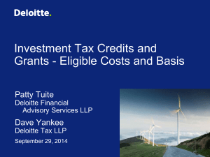 Investment Tax Credits and Grants - Eligible Costs and Basis