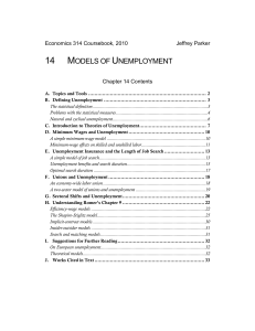 Chapter 14 Models of Unemployment