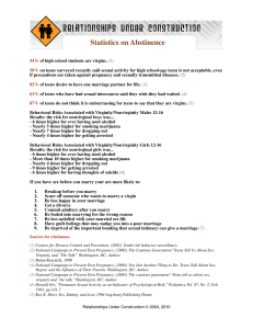 Statistics on Abstinence - Relationships Under Construction