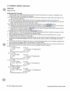 4.5 THERMAL ENERGY AND HEAT . PRACTICE