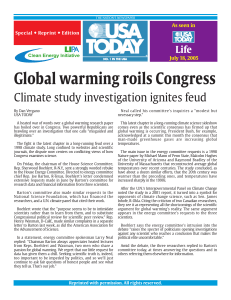 Global warming roils Congress