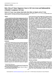 Role of the p53 Tumor Suppressor Gene in Cell Cycle Arrest and