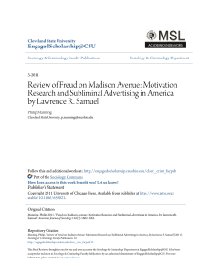 Review of Freud on Madison Avenue: Motivation Research and