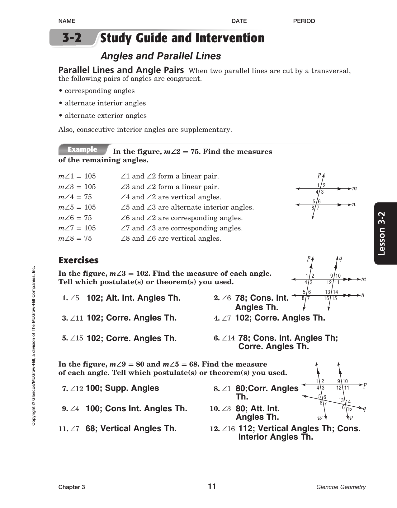 3 2 homework angles and parallel lines