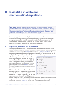 9 Scientific models and mathematical equations