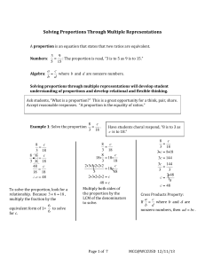 Solving Proportions Through Multiple Representations