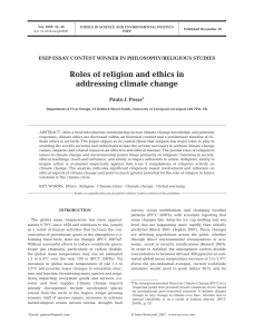 Roles of religion and ethics in addressing climate
