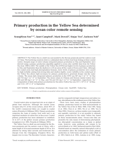 Primary production in the Yellow Sea determined by ocean color