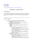 Hearing I: Lecture Notes