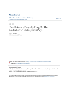 Two Unknown Essays By Craig On The Production Of