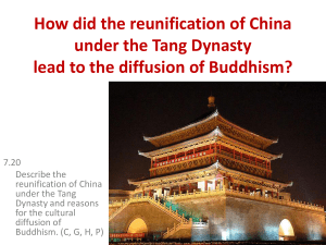 How did the reunification of China under the Tang Dynasty lead to