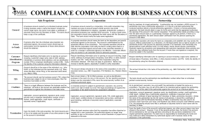 COMPLIANCE COMPANION FOR BUSINESS ACCOUNTS