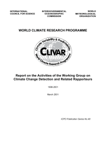 Report on the Activities of the Working Group on Climate Change