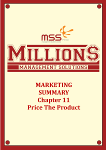MARKETING SUMMARY Chapter 11 Price The Product