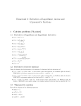 Homework 6: Derivatives of logarithmic, inverse and trigonometric