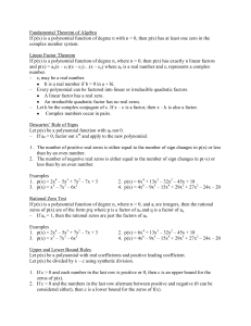Polynomial Zeros - FM Faculty Web Pages