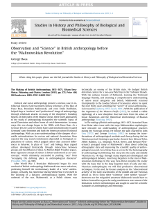 Observation and ``Science`` in British anthropology