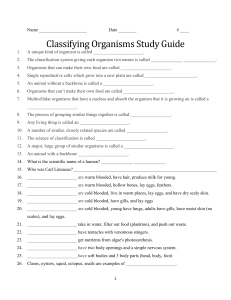 Classifying Organisms Study Guide