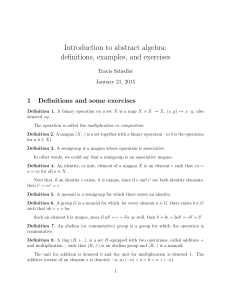 Introduction to abstract algebra: definitions, examples, and exercises