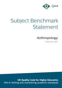Subject Benchmark Statement: Anthropology