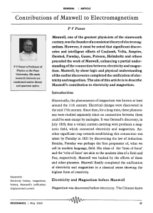 Contributions of Maxwell to Electromagnetism