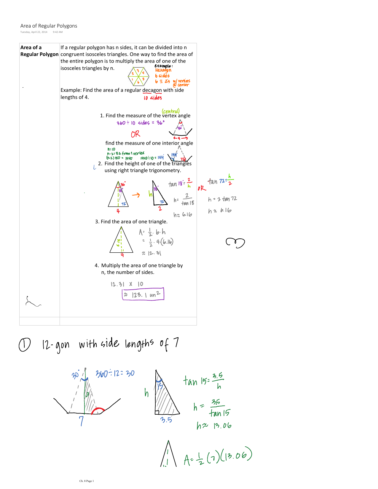 Area Of A Regular Polygon Sonoma Valley High School