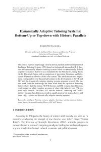 Dynamically Adaptive Tutoring Systems: Bottom-Up or Top