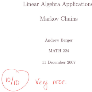 Linear Algebra Application~ Markov Chains