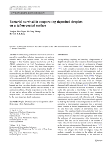 Bacterial survival in evaporating deposited droplets on a