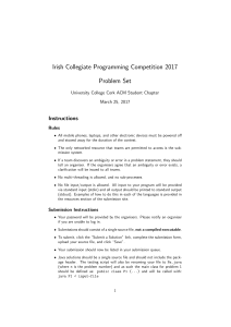 Irish Collegiate Programming Competition 2017 Problem Set