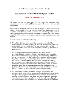 Declaration on behalf of Muslim Religious Leaders