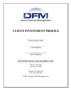 client investment profile - Davis Financial Management