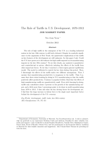 The Role of Tariffs in US Development, 1870-1913