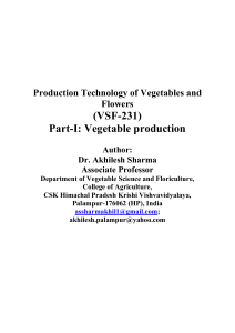 (VSF-231) Part-I: Vegetable production