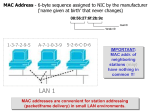 MAC Address - 6-byte sequence assigned to NIC by the