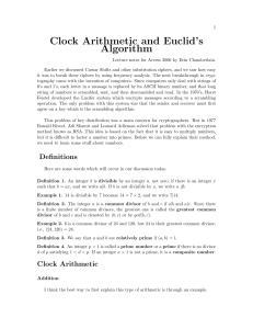Clock Arithmetic and Euclid`s Algorithm