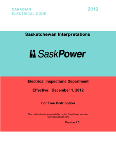 Canadian Electrical Code Saskatchewan Interpretations