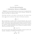 1. Introduction: Motion of a Falling Body Problem. An object falls