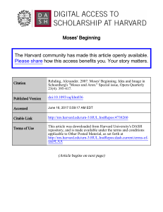 Moses` Beginning The Harvard community has made this article