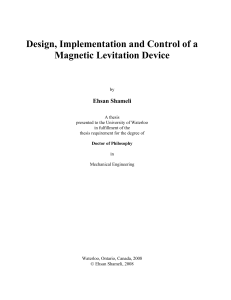 Design, Implementation and Control of a Magnetic Levitation Device