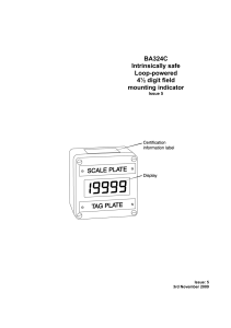 BA324C Intrinsically safe Loop-powered 4½ digit field mounting
