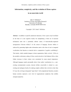 Information, complexity, and the evolution of Homo sapiens in an