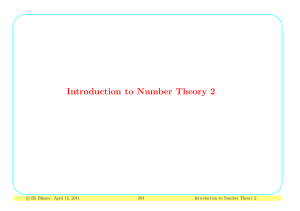 Introduction to Number Theory 2