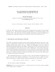 ON CONGRUENCE PROPERTIES OF CONSECUTIVE VALUES OF