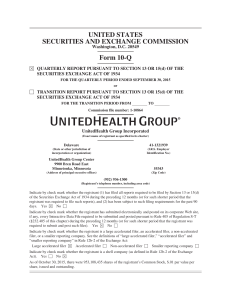 UnitedHealth Group Third Quarter 2015 Form 10-Q