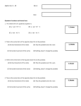 Algebra Quiz 3 – SB Name: Date: Quadratic Functions and Vertex