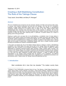 The Self-Stabilizing Constitution: The Role of the Takings Clause