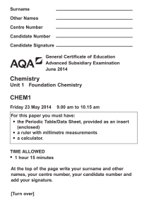 A-level Chemistry Modified question paper Unit 01