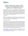 Melinta Therapeutics Announces FDA Acceptance of Investigational
